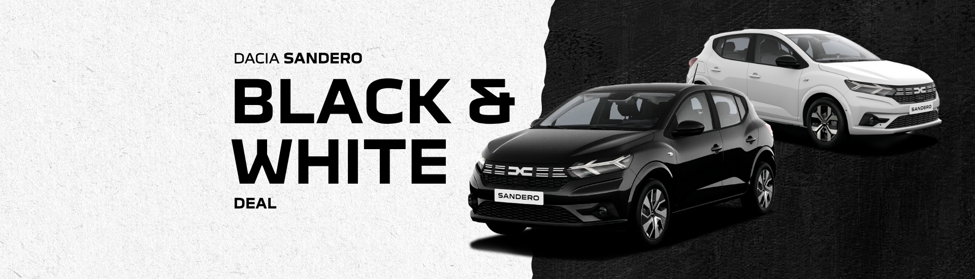 Dacia Sandero Black & White Deal – zwei Fahrzeuge in Schwarz und Weiß